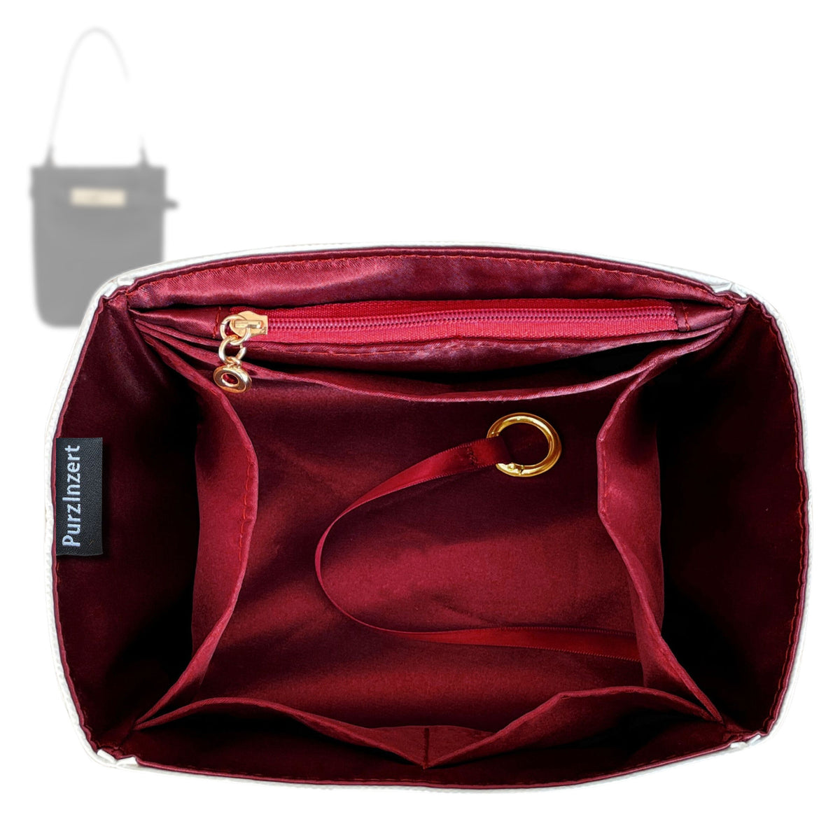 Bag Insert for (Longchamp, Le Smart XS Bucket Bag) Organizer Tote Purse Organiser Liner Shaper [Premium Silk Material]