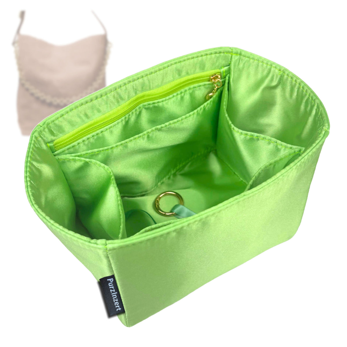 Bag Insert for (Michael Kors, Nolita Large Suede Bucket Tote Bag) Organizer Tote Purse Organiser Liner Shaper [Premium Silk Material]