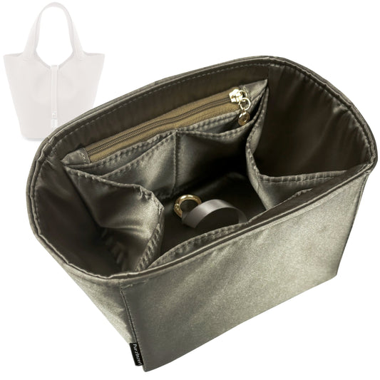 Bag Insert for (Hermes, Picotin 18 (PM)) Organizer Tote Purse Organiser Liner Shaper [Premium Silk Material]