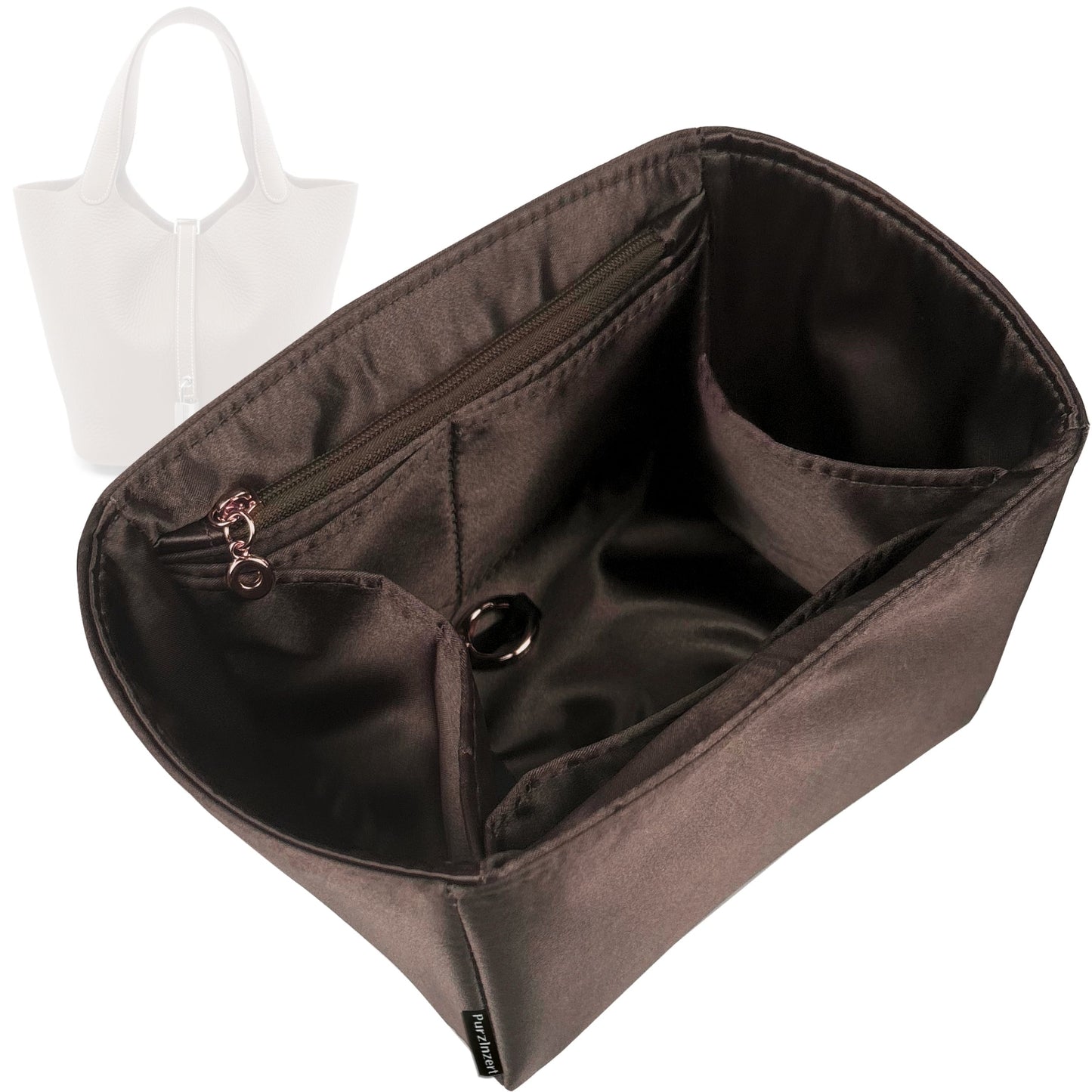 Bag Insert for (Hermes, Picotin 22 (MM)) Organizer Tote Purse Organiser Liner Shaper [Premium Silk Material]