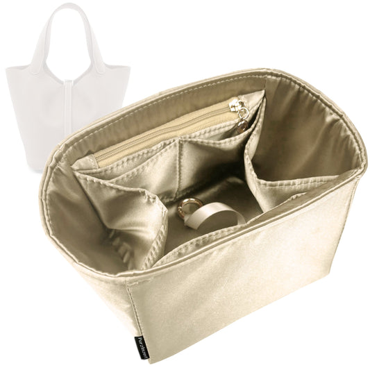 Bag Insert for (Hermes, Picotin 26 (GM)) Organizer Tote Purse Organiser Liner Shaper [Premium Silk Material]