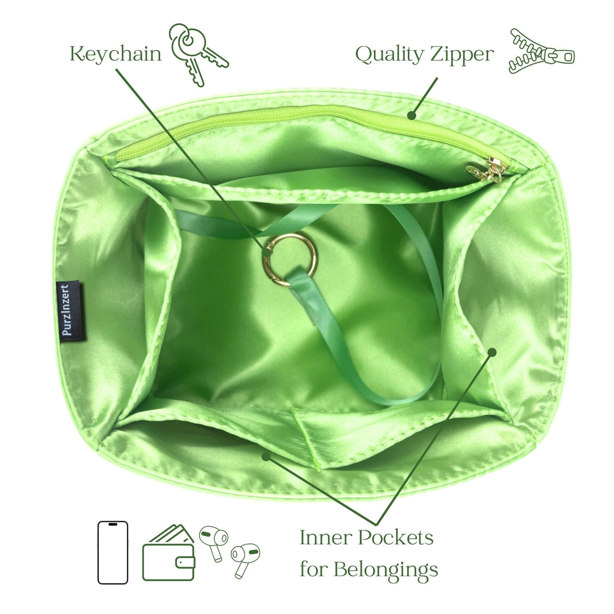 Bag Insert for (Coach, LOGAN BACKPACK IN SIGNATURE NYLON WITH CHARMS) Organizer of Silk Fabric