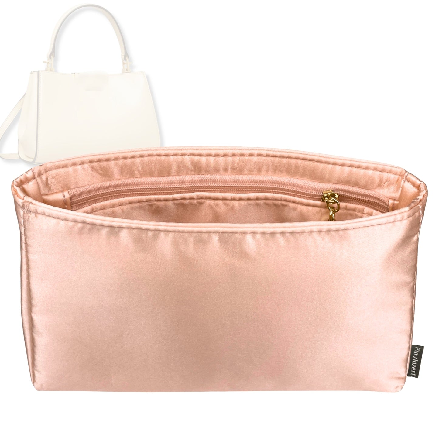 Bag Insert for (Tory Burch, Mini Eleanor Satchel) Organizer Tote Purse Organiser Liner Shaper [Premium Silk Material]