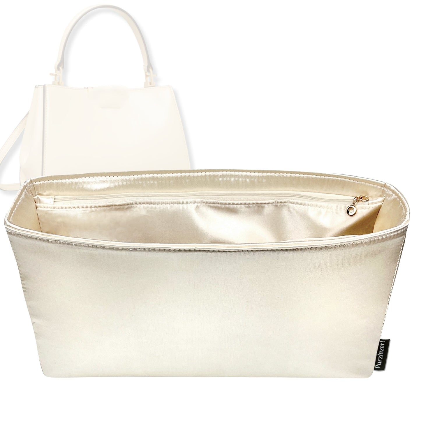 Bag Insert for (Tory Burch, Eleanor Satchel 32W 21H) Organizer Tote Purse Organiser Liner Shaper [Premium Silk Material]