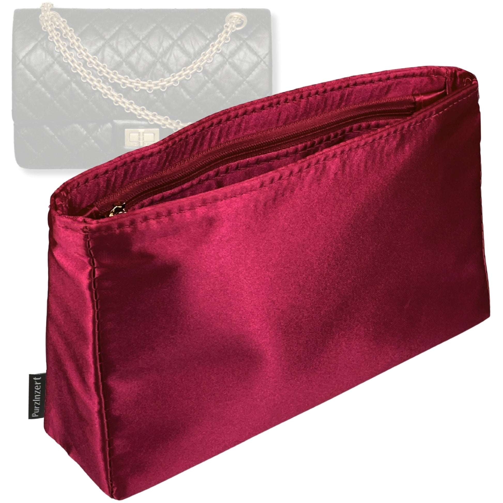 Bag Insert for (Chanel, 2.55 Handbag 24W 16H) Organizer Tote Purse Organiser Liner Shaper [Premium Silk Material]