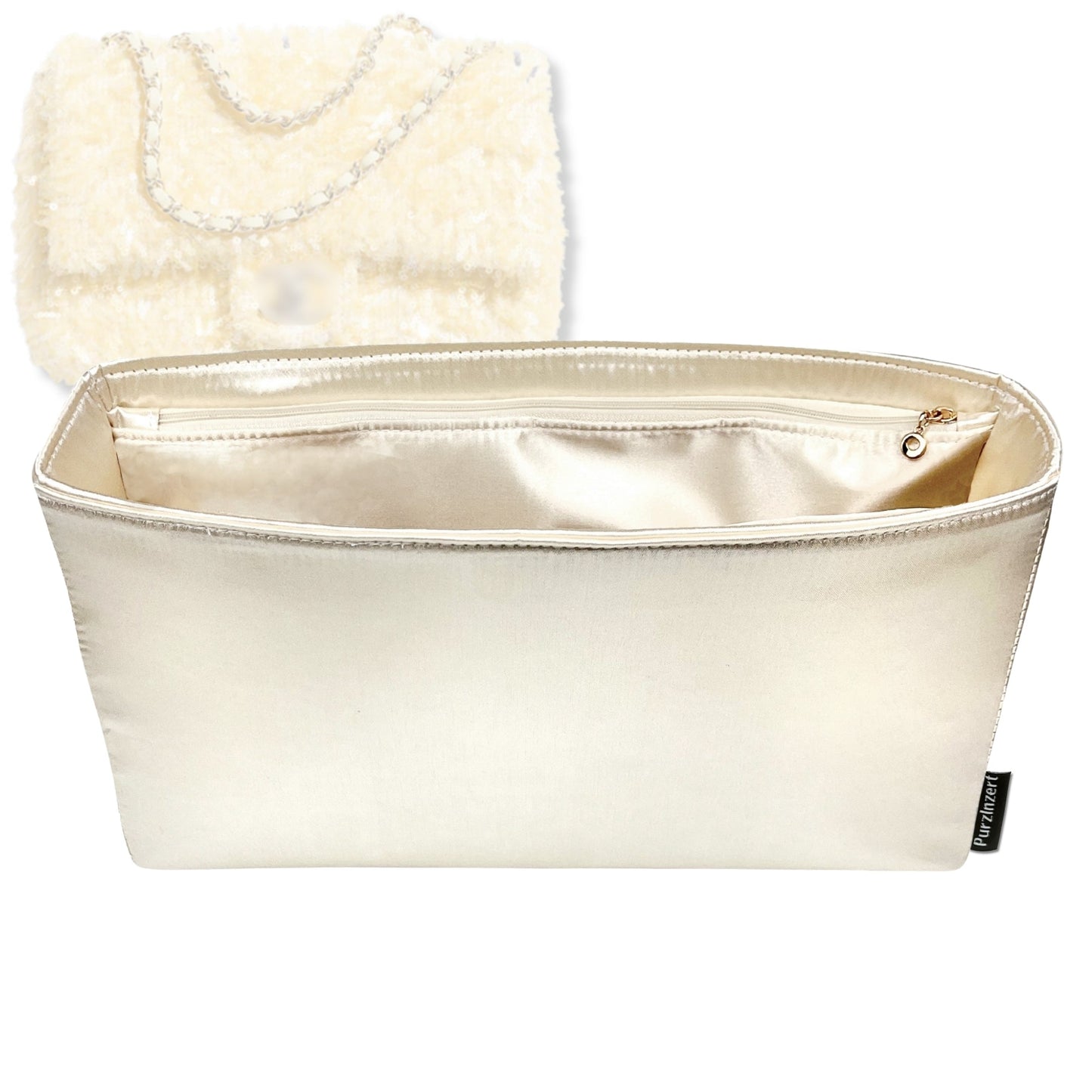 Bag Insert for (Chanel, Flap Bag) Organizer Tote Purse Organiser Liner Shaper [Premium Silk Material]