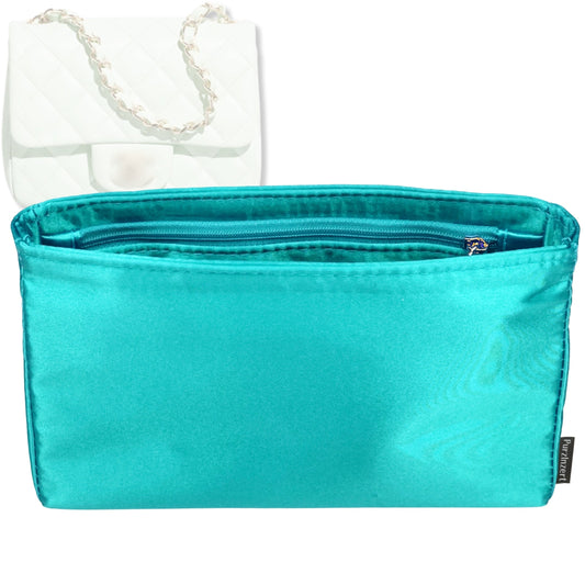 Bag Insert for (Chanel, Mini Classic Handbag 17W 14H) Organizer Tote Purse Organiser Liner Shaper [Premium Silk Material]