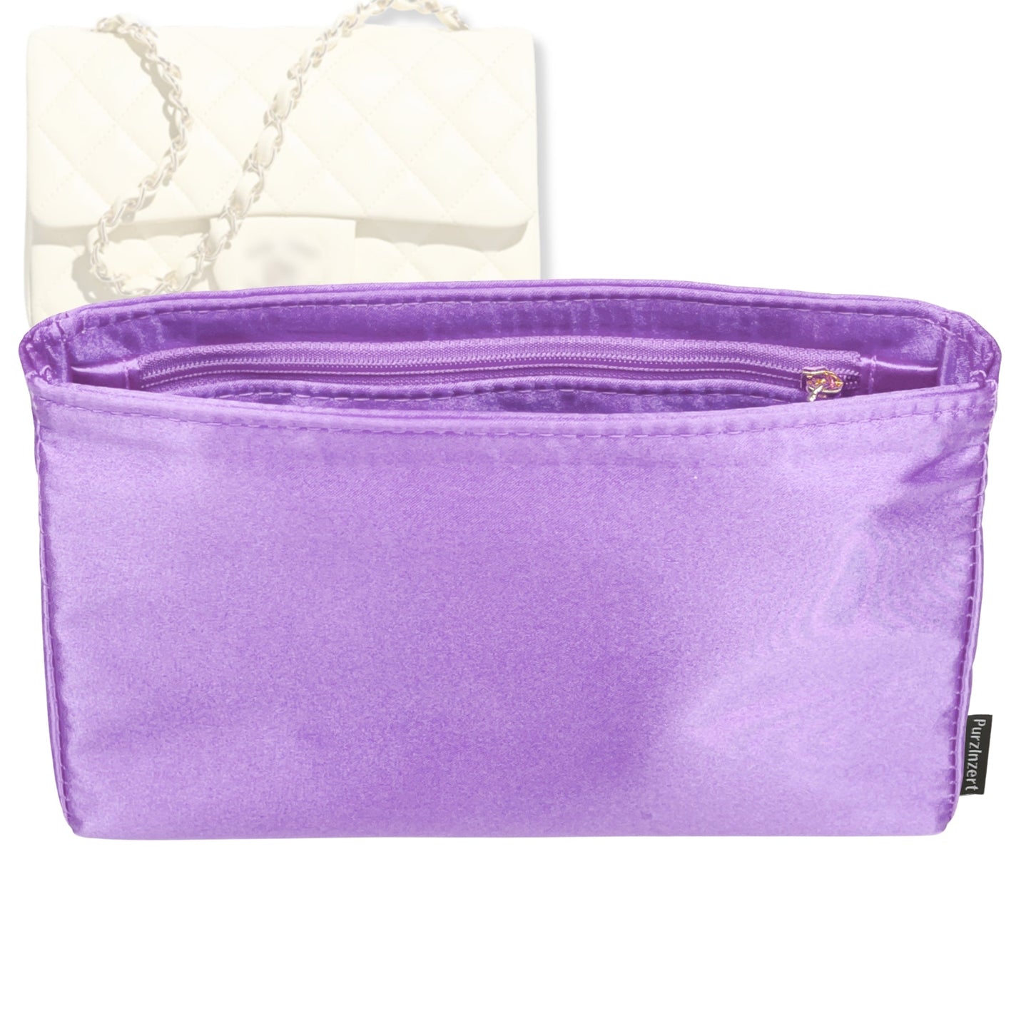 Bag Insert for (Chanel, Mini Classic Handbag 20W 12H) Organizer Tote Purse Organiser Liner Shaper [Premium Silk Material]