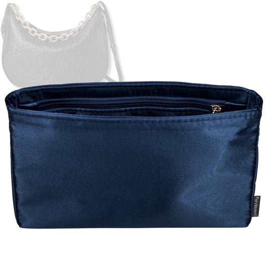 Bag Insert for (Gucci, GG Emblem medium shoulder bag, 10W x 7.9H x 2D) Organizer Tote Purse Organiser Liner Shaper [Premium Silk Material]