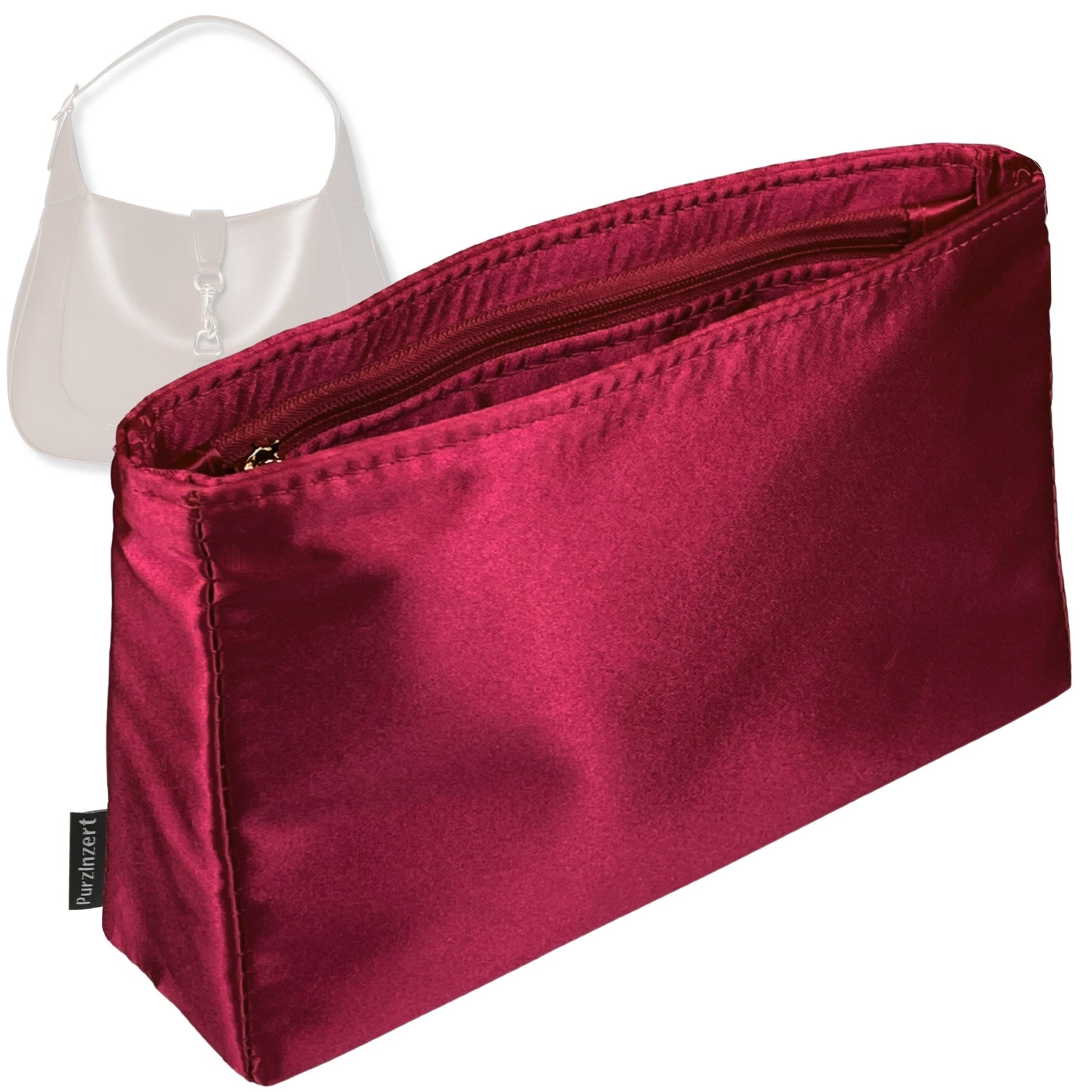 Bag Insert for (Gucci, Jackie 1961 Large Bag 13.8W, 13.8W x 12.6H x 2.2D) Organizer Tote Purse Organiser Liner Shaper [Premium Silk Material]