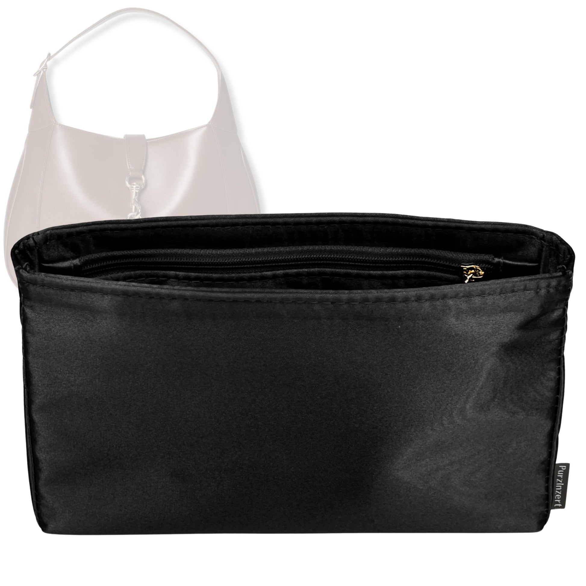 Bag Insert for (Gucci, Jackie 1961 Large Bag 15.7W, 15.7W x 15H x 3.9D) Organizer Tote Purse Organiser Liner Shaper [Premium Silk Material]