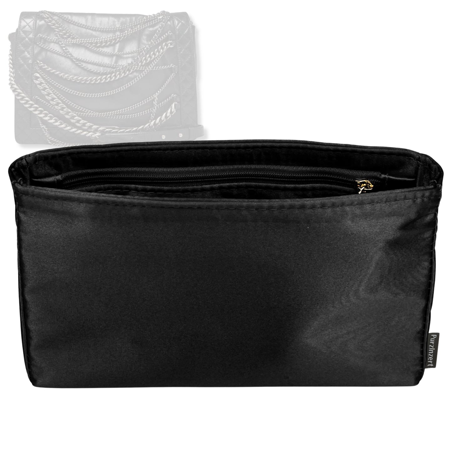 Bag Insert for (Chanel, Black Leather Boy Enchained XL Flap Bag) Organizer Tote Purse Organiser Liner Shaper [Premium Silk Material]