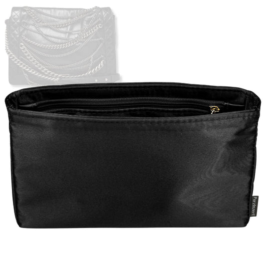 Bag Insert for (Chanel, Black Leather Boy Enchained XL Flap Bag) Organizer Tote Purse Organiser Liner Shaper [Premium Silk Material]