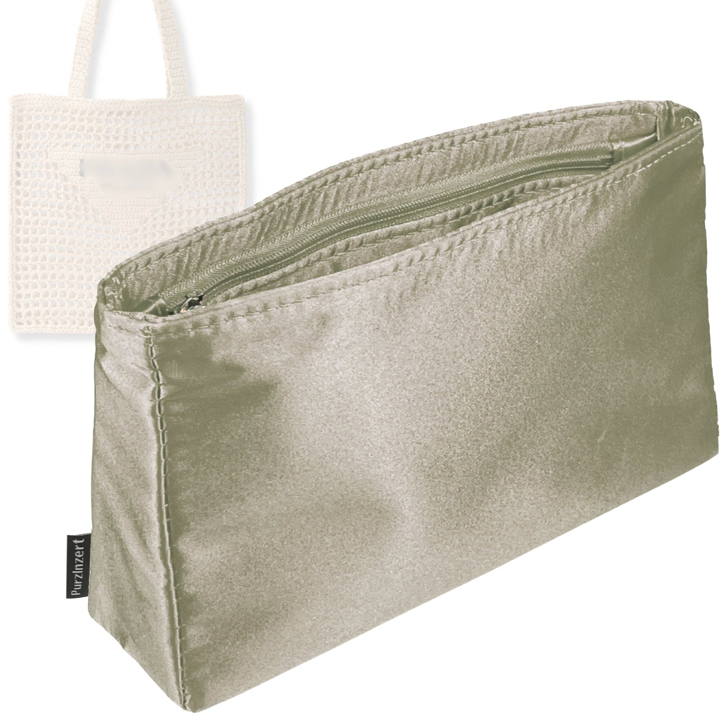 Bag Insert for (Prada, Medium Crochet tote bag) Organizer Tote Purse Organiser Liner Shaper [Premium Silk Material]