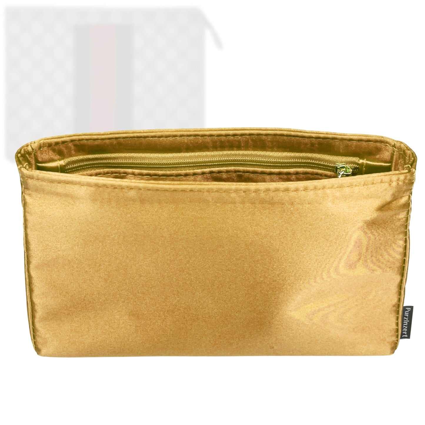 Bag Insert for (Gucci, GG Supreme Monogram Selleria Calfskin Web New Web Cosmetic Case) Organizer Tote Purse Organiser Liner Shaper [Premium Silk Material]