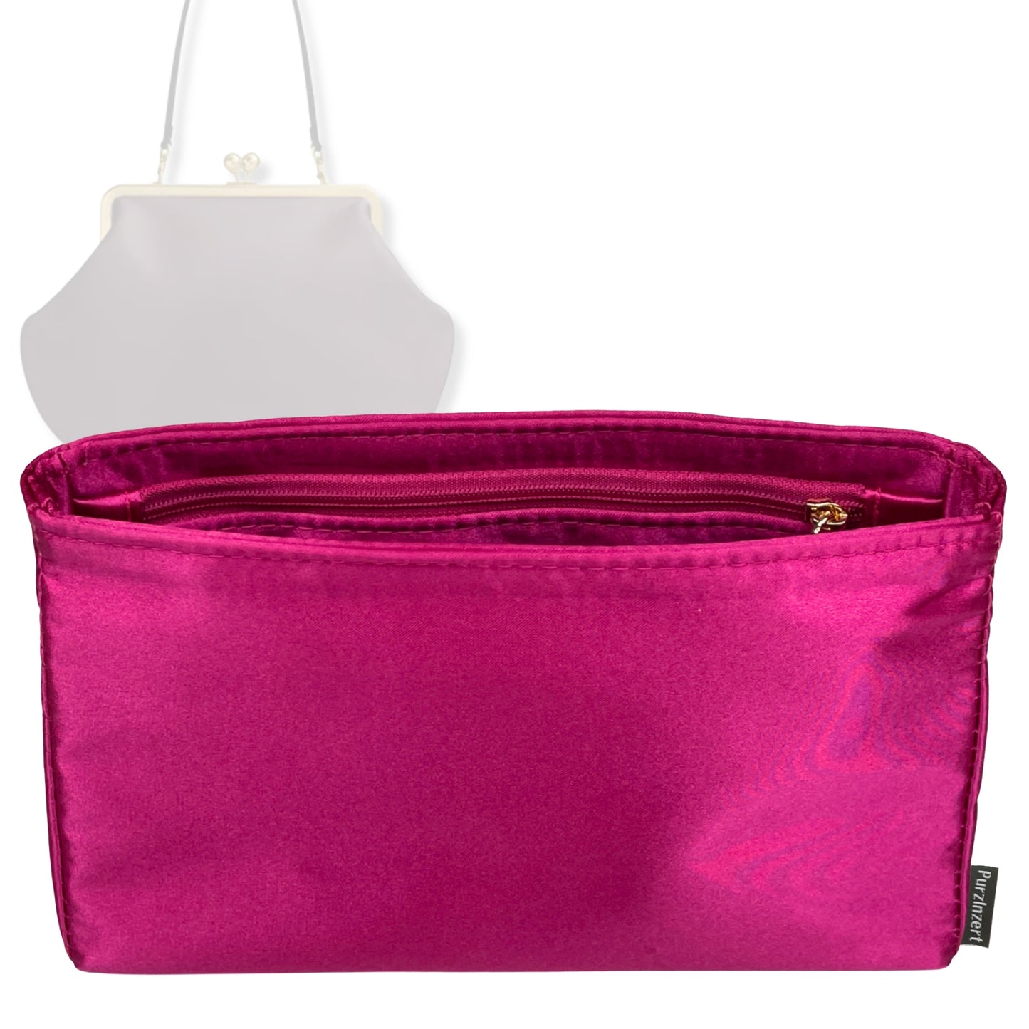 Bag Insert for (Coach, Kisslock Frame Bag 14) Organizer Tote Purse Organiser Liner Shaper [Premium Silk Material]