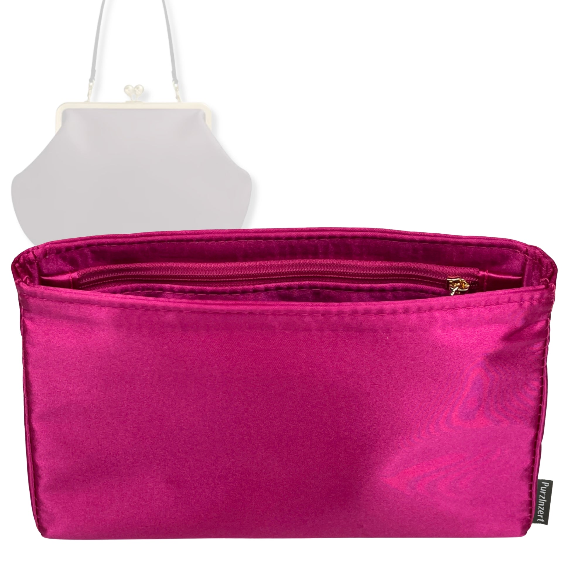 Bag Insert for (Coach, Kisslock Frame Bag 14) Organizer Tote Purse Organiser Liner Shaper [Premium Silk Material]