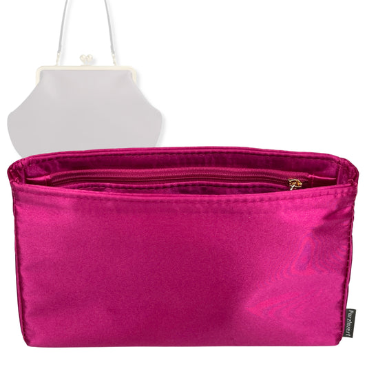 Bag Insert for (Coach, Kisslock Frame Bag 14) Organizer Tote Purse Organiser Liner Shaper [Premium Silk Material]