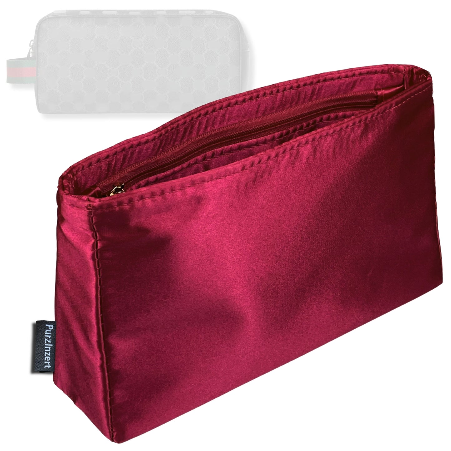 Bag Insert for (Gucci, Porter small toiletry case) Organizer Tote Purse Organiser Liner Shaper [Premium Silk Material]