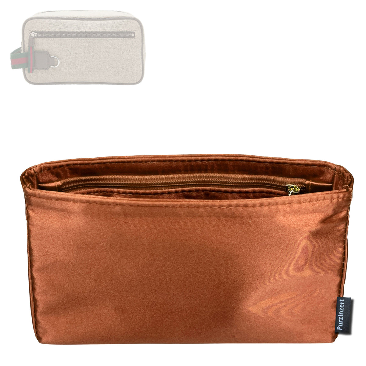 Bag Insert for (Gucci, Medium GG toiletry case) Organizer Tote Purse Organiser Liner Shaper [Premium Silk Material]