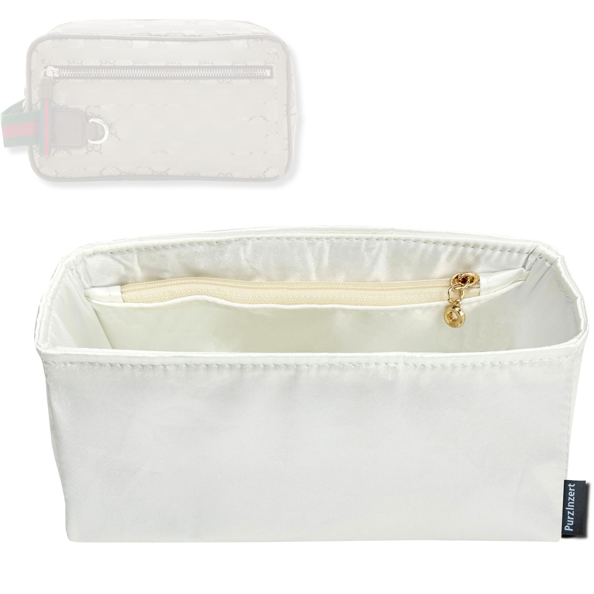 Bag Insert for (Gucci, Medium GG toiletry case) Organizer Tote Purse Organiser Liner Shaper [Premium Silk Material]