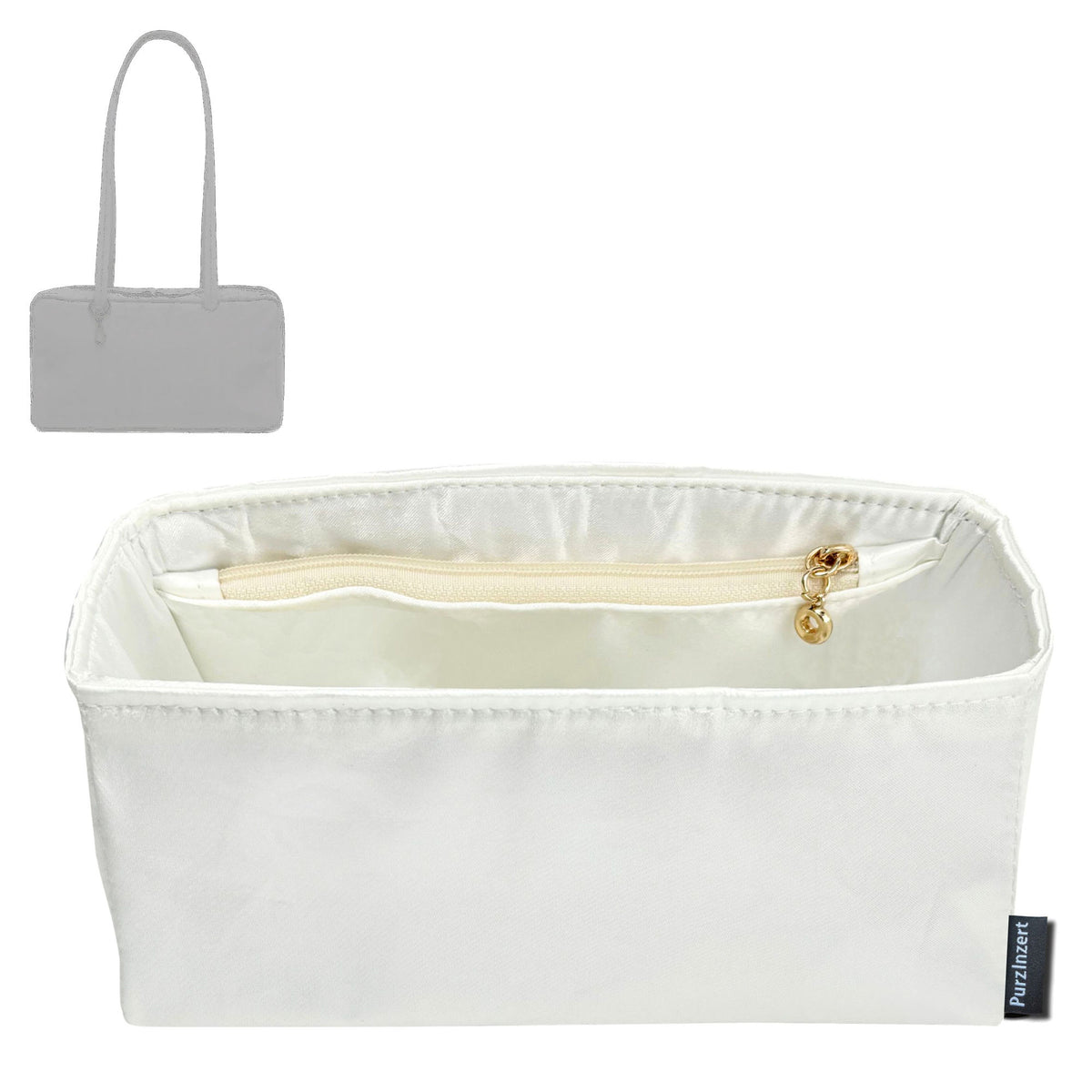 Bag Insert for (Baggu, Nylon Bowler Bag 30cm) Organizer Tote Purse Organiser Liner Shaper [Premium Silk Material]