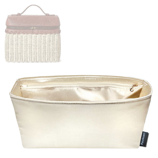 Bag Insert for (Loro Piana, Extra Pocket L19 North-South wicker) Organizer Tote Purse Organiser Liner Shaper [Premium Silk Material]