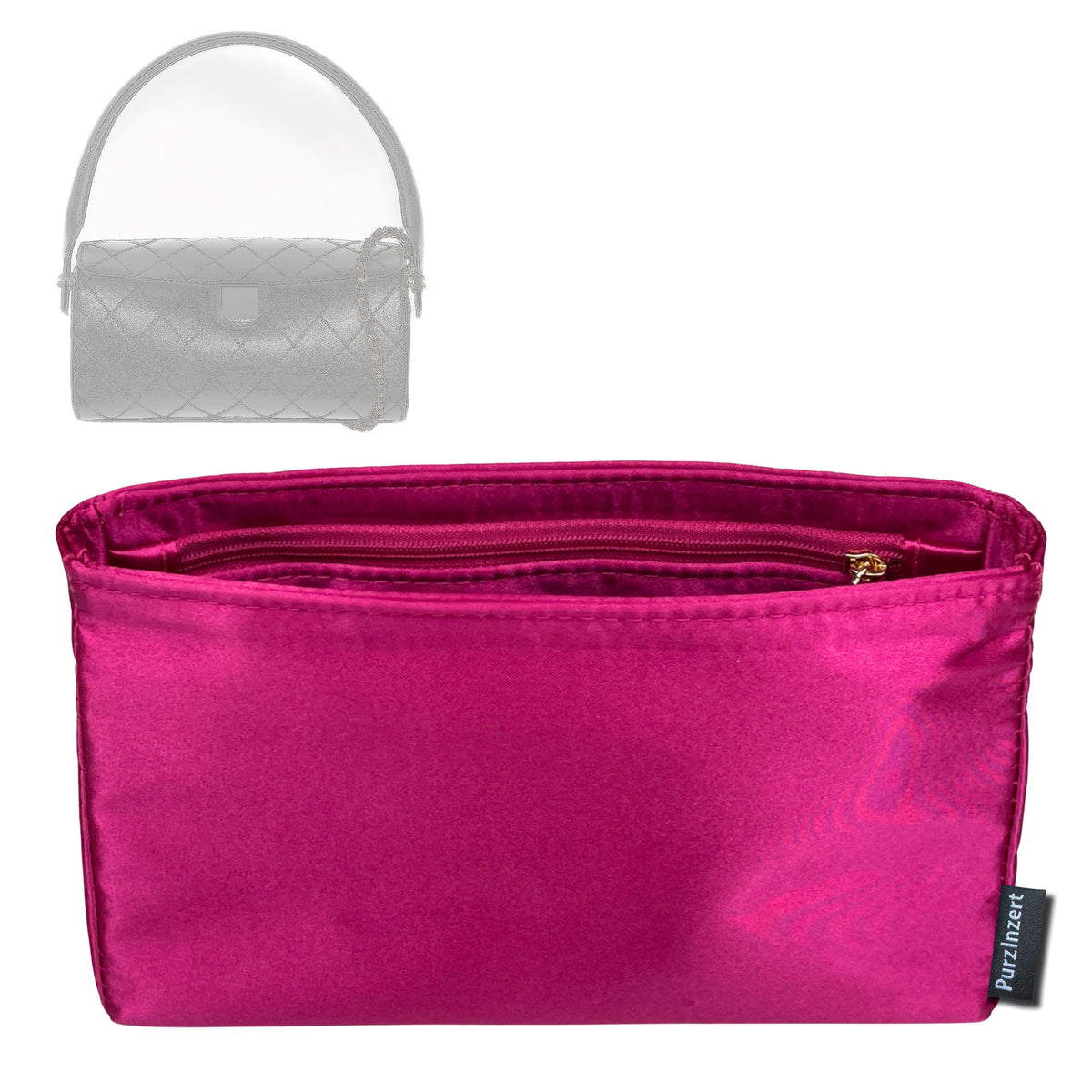 Bag Insert for (Chanel, Clutch with Chain) Organizer Tote Purse Organiser Liner Shaper [Premium Silk Material]