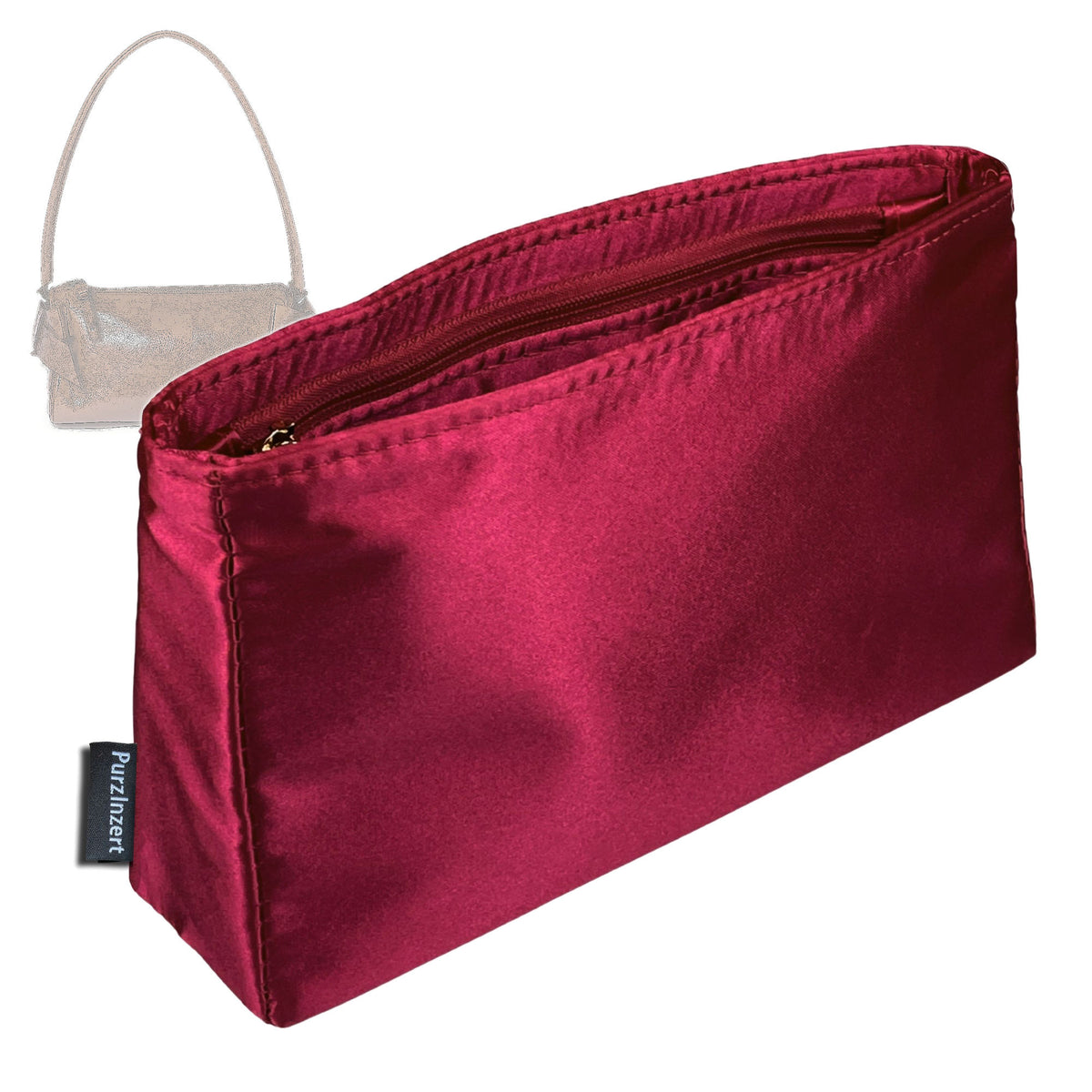 Bag Insert for (Miu Miu, Shiny Leather Pouch) Organizer Tote Purse Organiser Liner Shaper [Premium Silk Material]