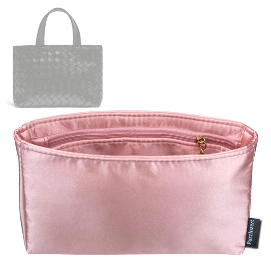 Bag Insert for (BV, Mini Intrecciato Zipped Tote) Organizer Tote Purse Organiser Liner Shaper [Premium Silk Material]