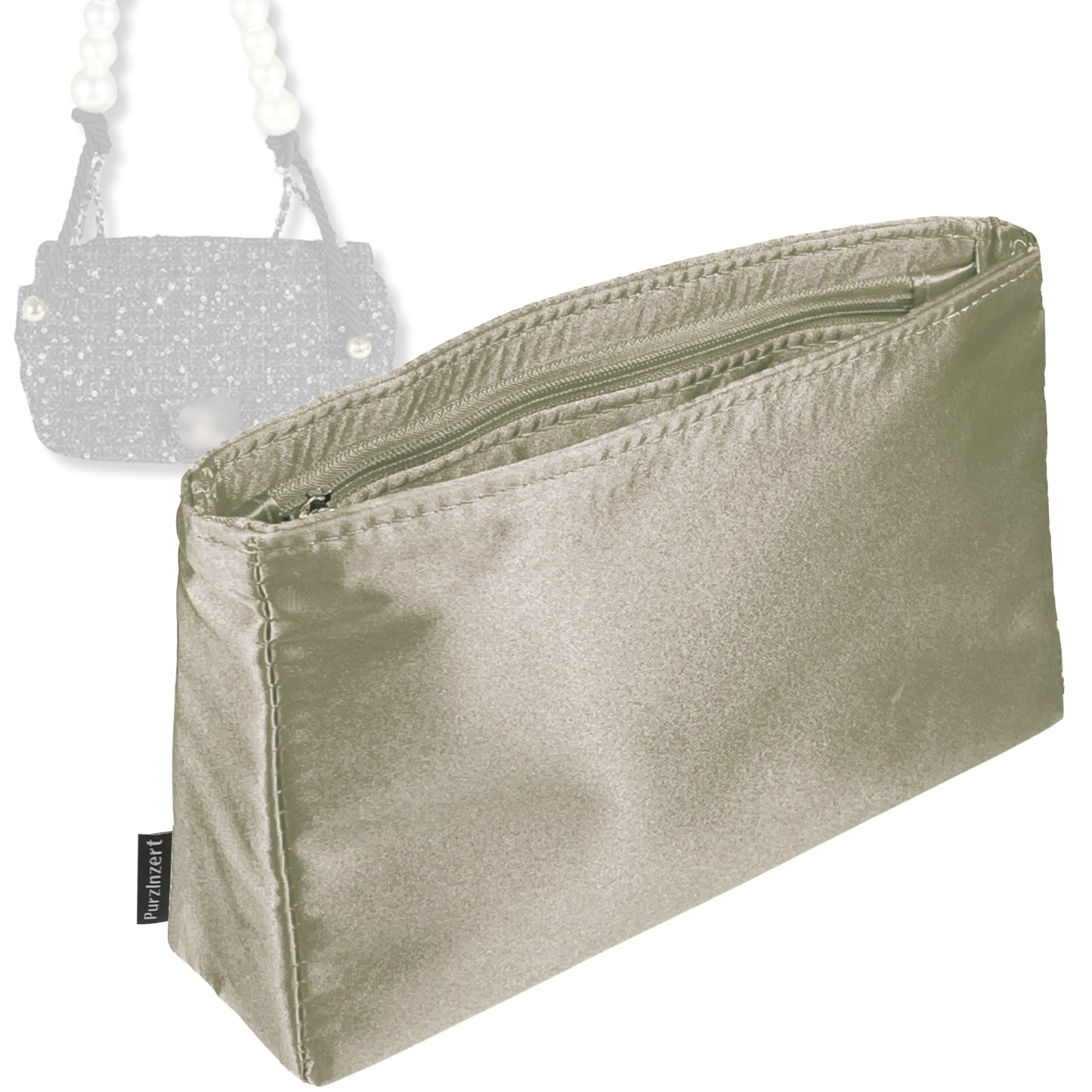 Bag Insert for (Chanel, Pearl Handle Flap Bag) Organizer Tote Purse Organiser Liner Shaper [Premium Silk Material]