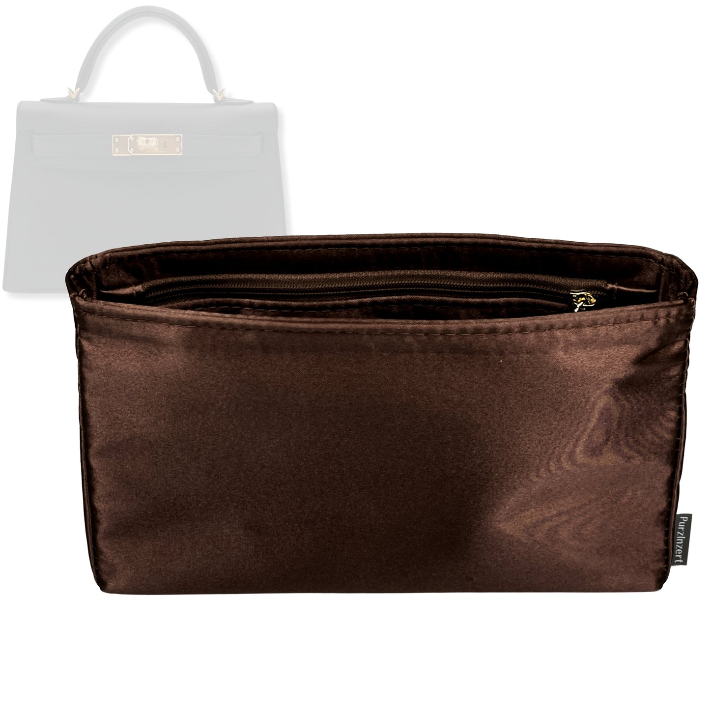 Bag Insert for (Hermes, Kelly Mini II) Organizer Tote Purse Organiser Liner Shaper [Premium Silk Material]