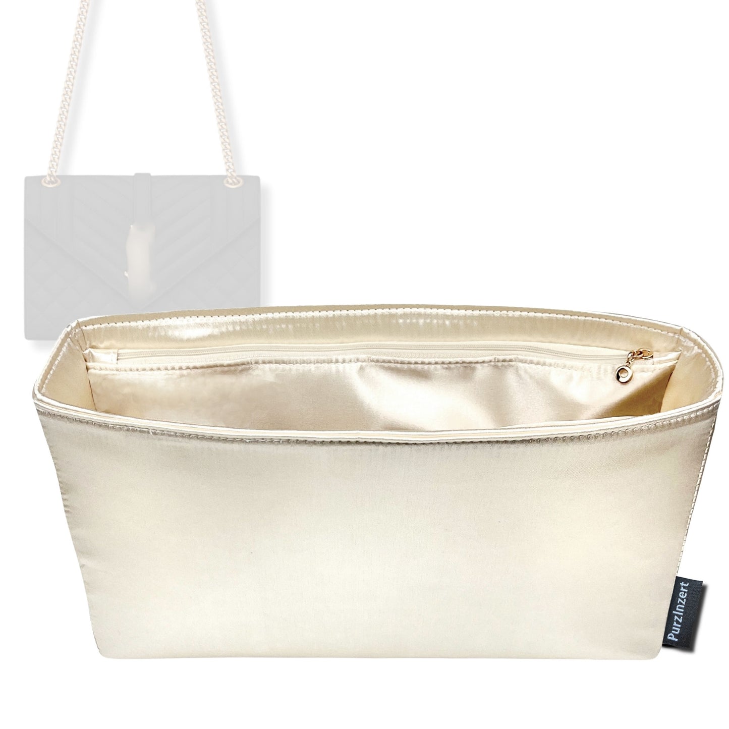 Bag Insert for (Saint Laurent (YSL), Envelope Large) Organizer Tote Purse Organiser Liner Shaper [Premium Silk Material]