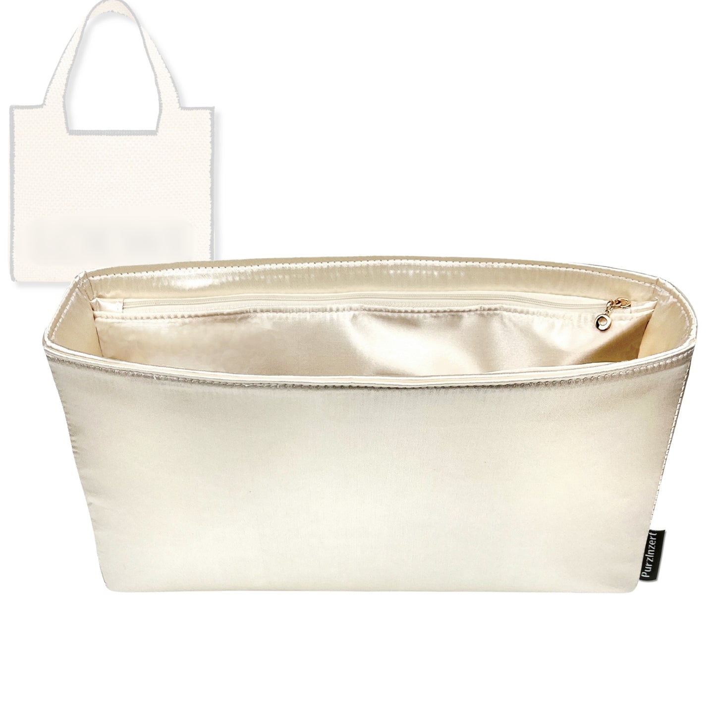 Bag Insert for (Loewe, Mini Font Tote in raffia) Organizer Tote Purse Organiser Liner Shaper [Premium Silk Material]