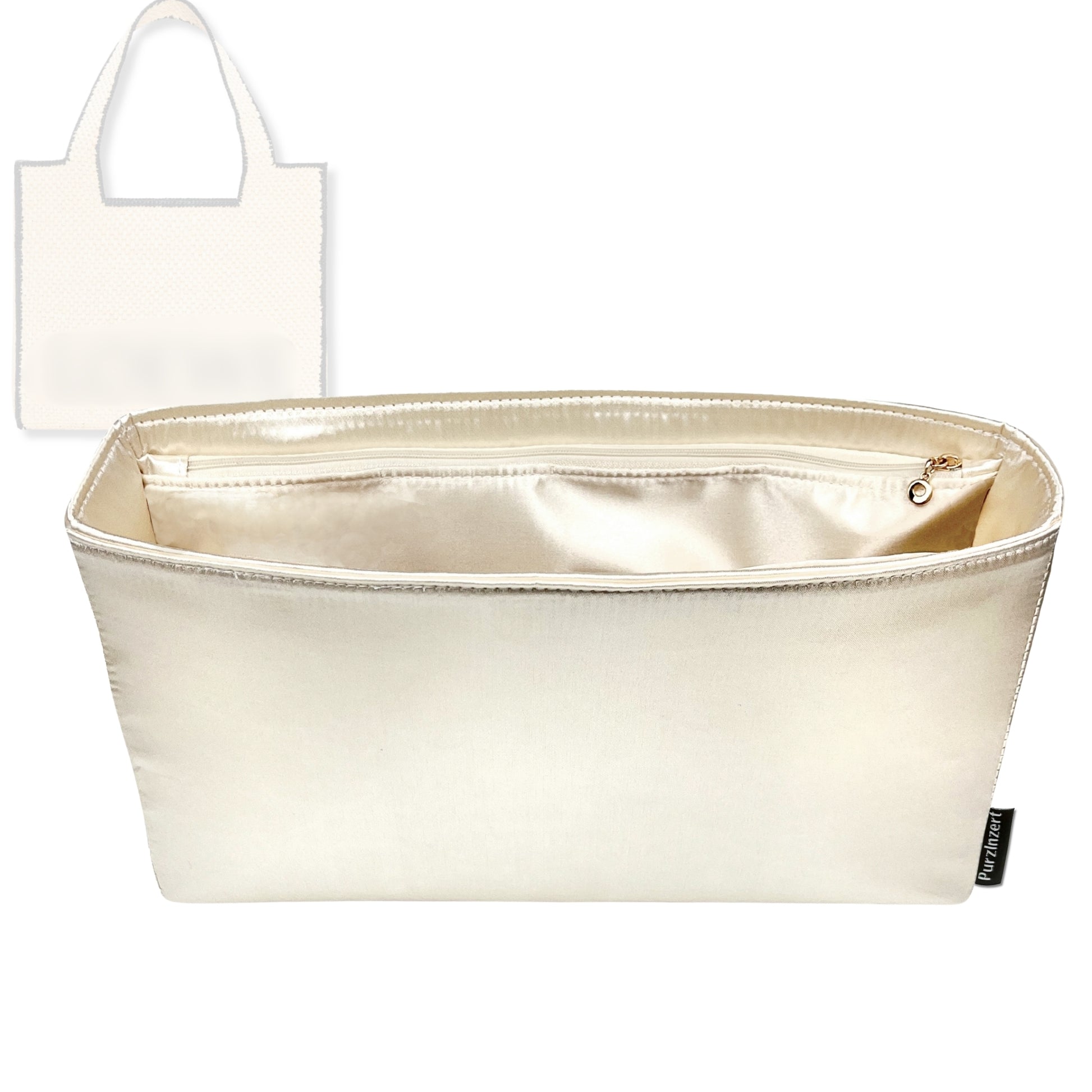 Bag Insert for (Loewe, Mini Font Tote in raffia) Organizer Tote Purse Organiser Liner Shaper [Premium Silk Material]