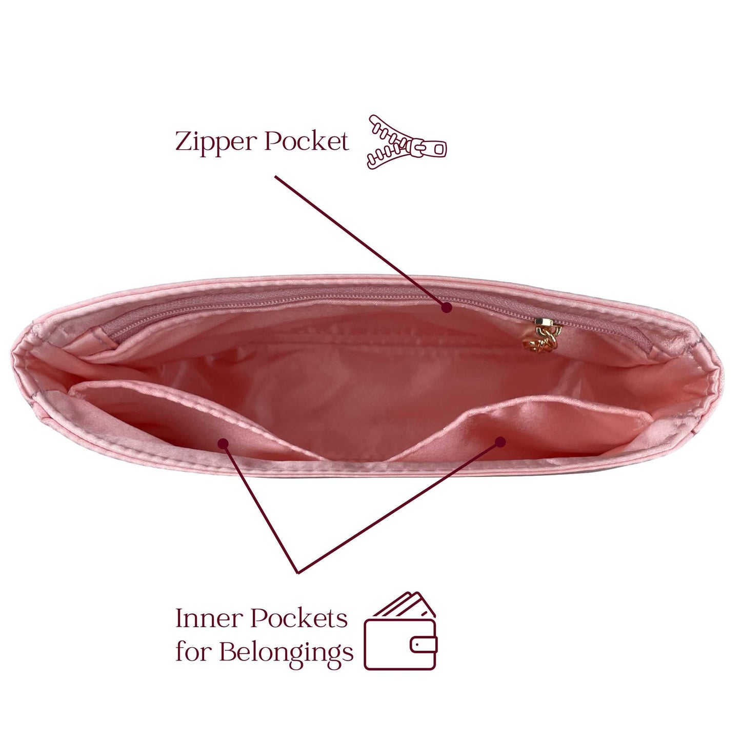 Bag Insert for (Strathberry, Small Basket) Organizer of Silk Fabric