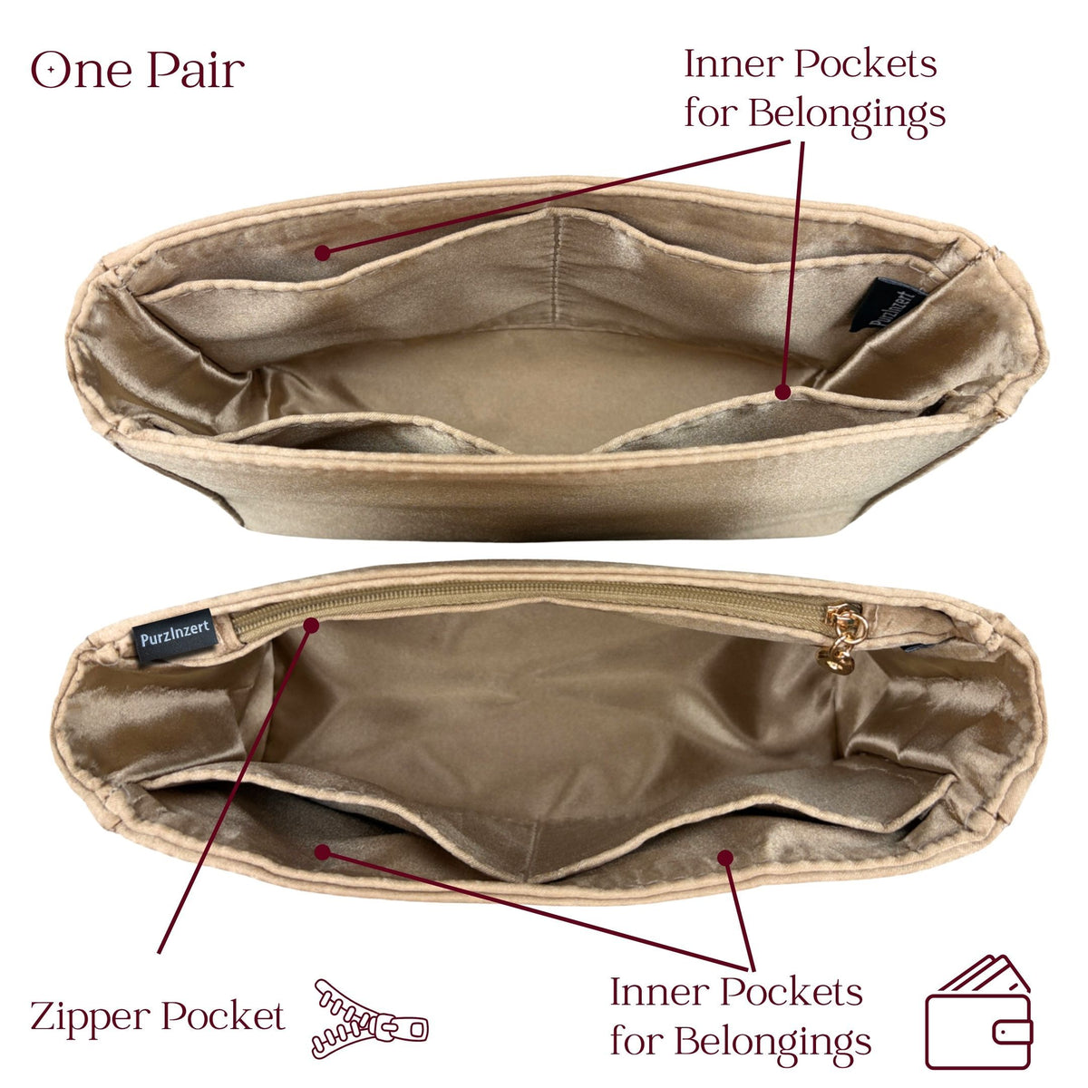 Bag Insert for (Metier, Private Eye Mini) Organizer of Silk Fabric