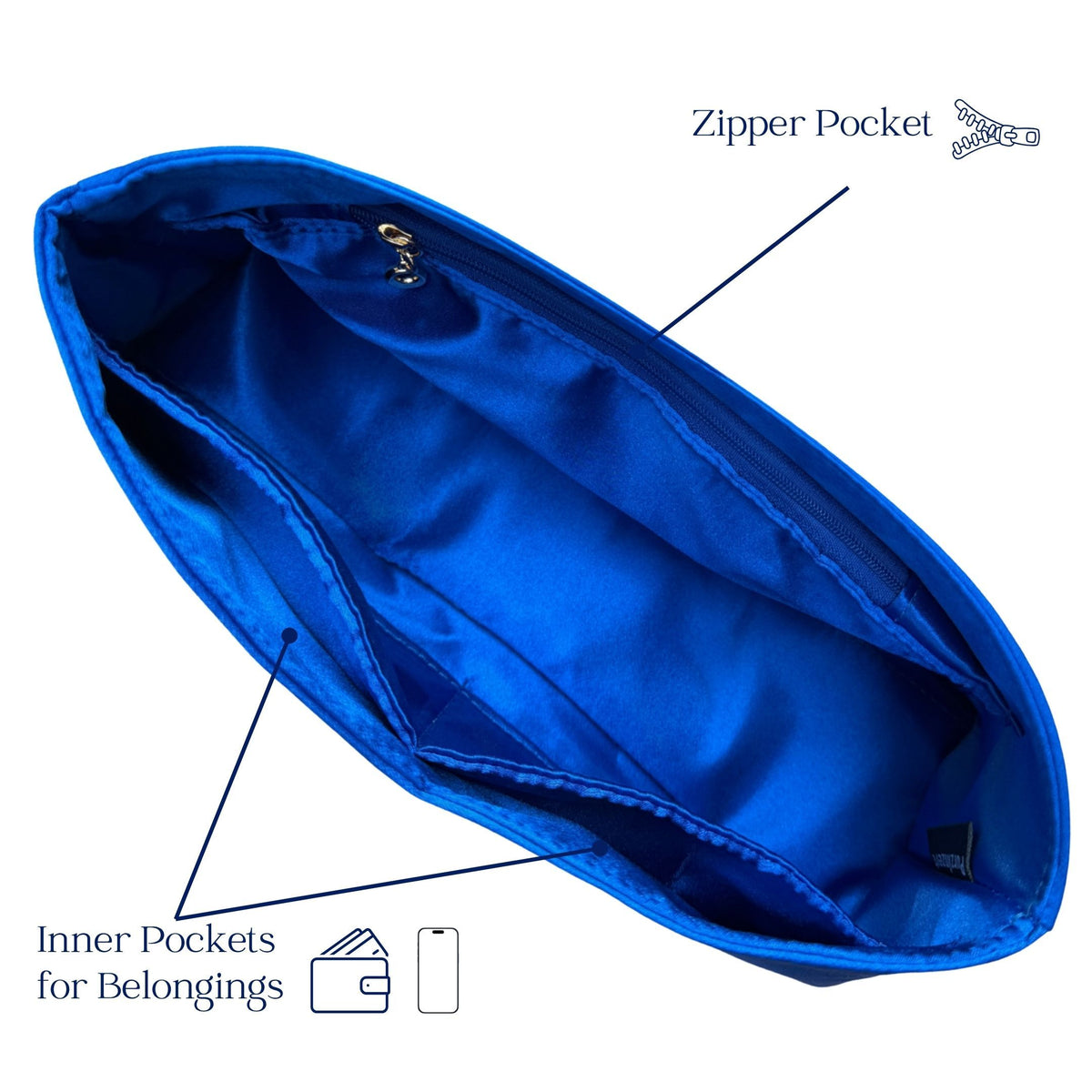 Bag Insert for (LV, Multipass Mini) Organizer of Silk Fabric