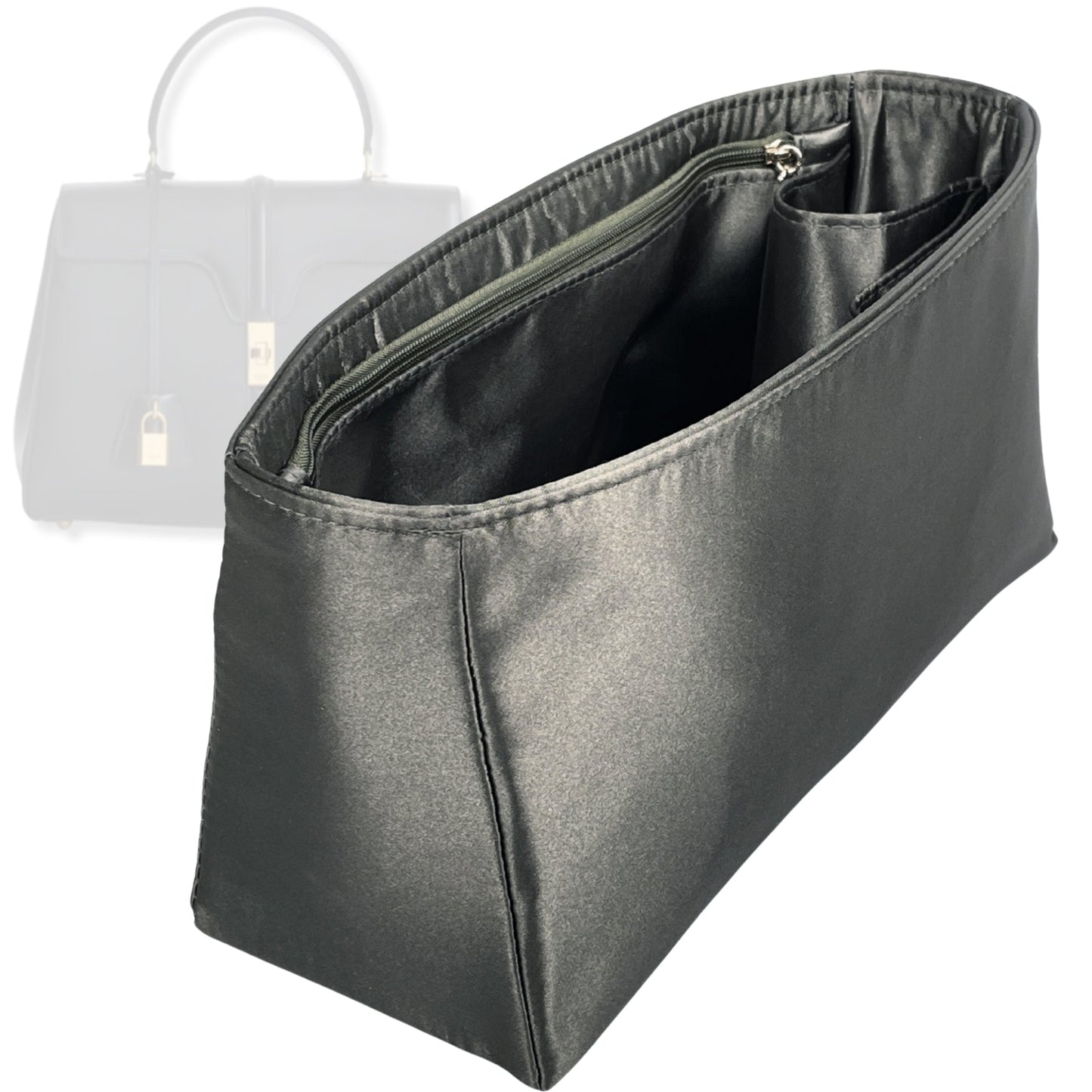 Bag Insert for (Celine, Classique 16 Bag) Organizer Tote Purse Organiser Liner Shaper [Premium Silk Material]