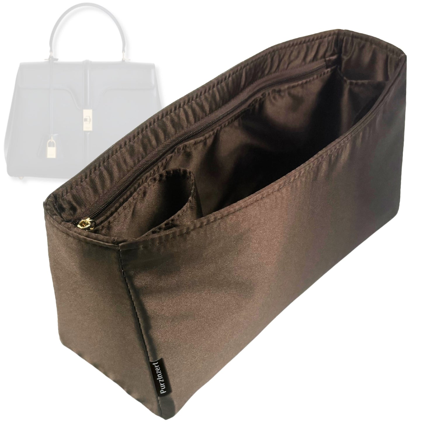 Bag Insert for (Celine, Small 16 Bag) Organizer Tote Purse Organiser Liner Shaper [Premium Silk Material]