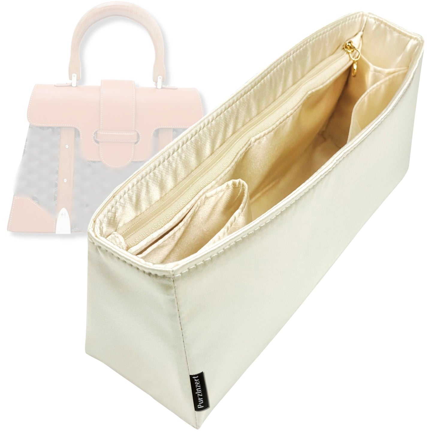 Bag Insert for (Goyard, Saigon MM) Organizer Tote Purse Organiser Liner Shaper [Premium Silk Material]