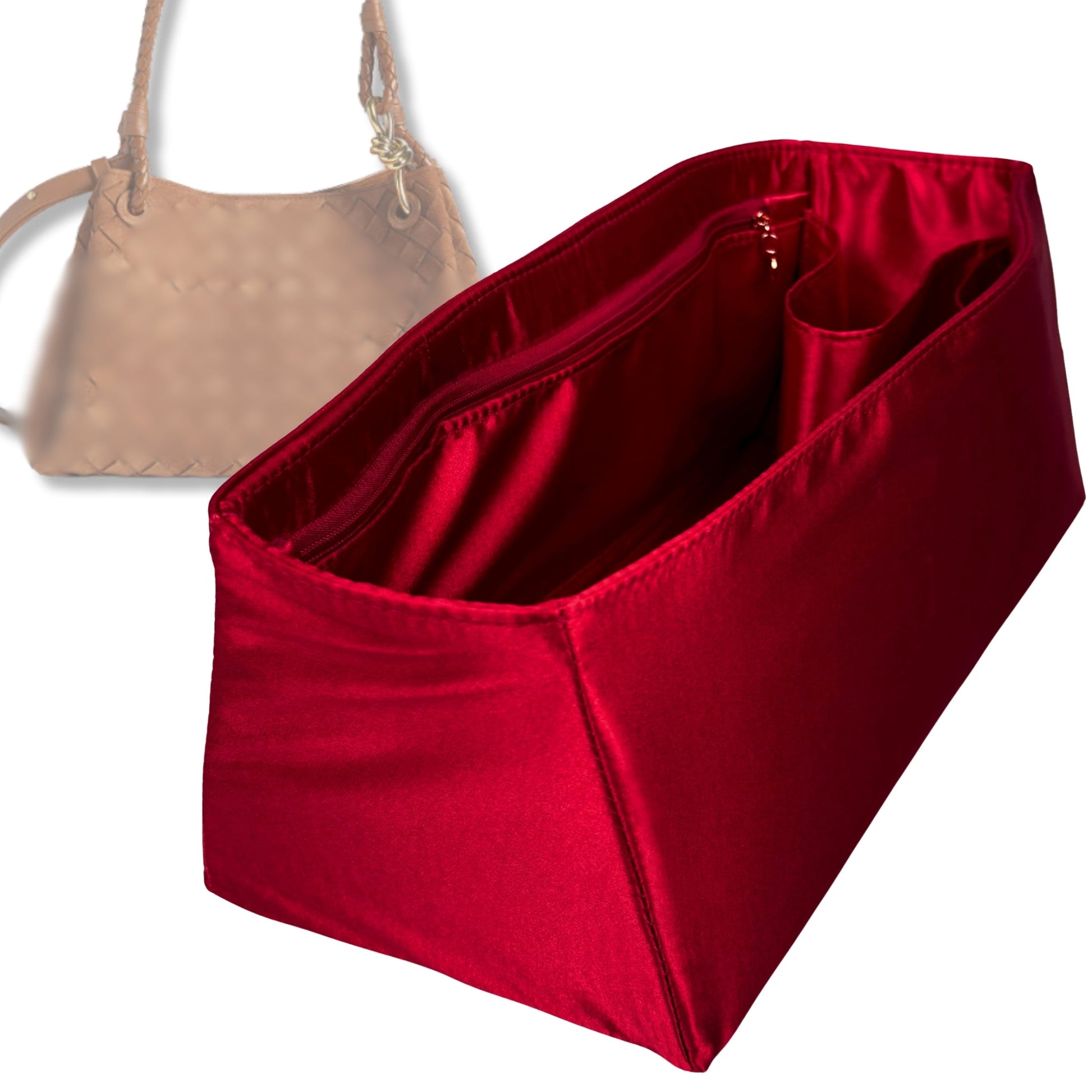 Bag Insert for (Bottega Veneta, Parachute Medium) Organizer Tote Purse Organiser Liner Shaper [Premium Silk Material]