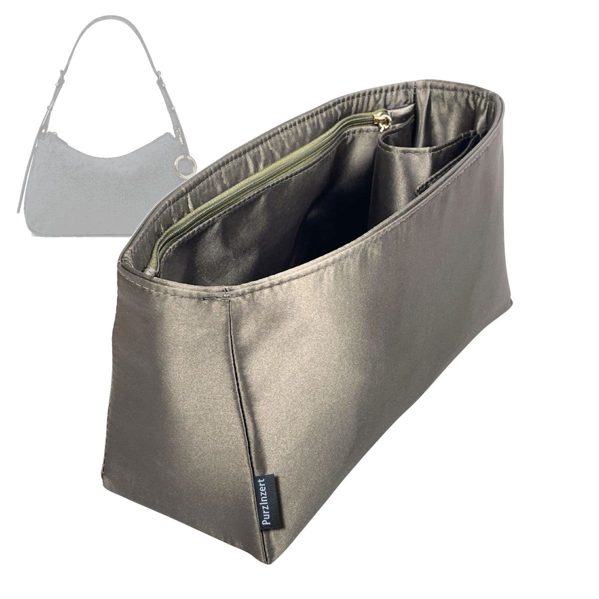 Bag Insert for (Michael Kors, Nolita Medium Nubuck Convertible Shoulder Bag) Organizer Tote Purse Organiser Liner Shaper [Premium Silk Material]