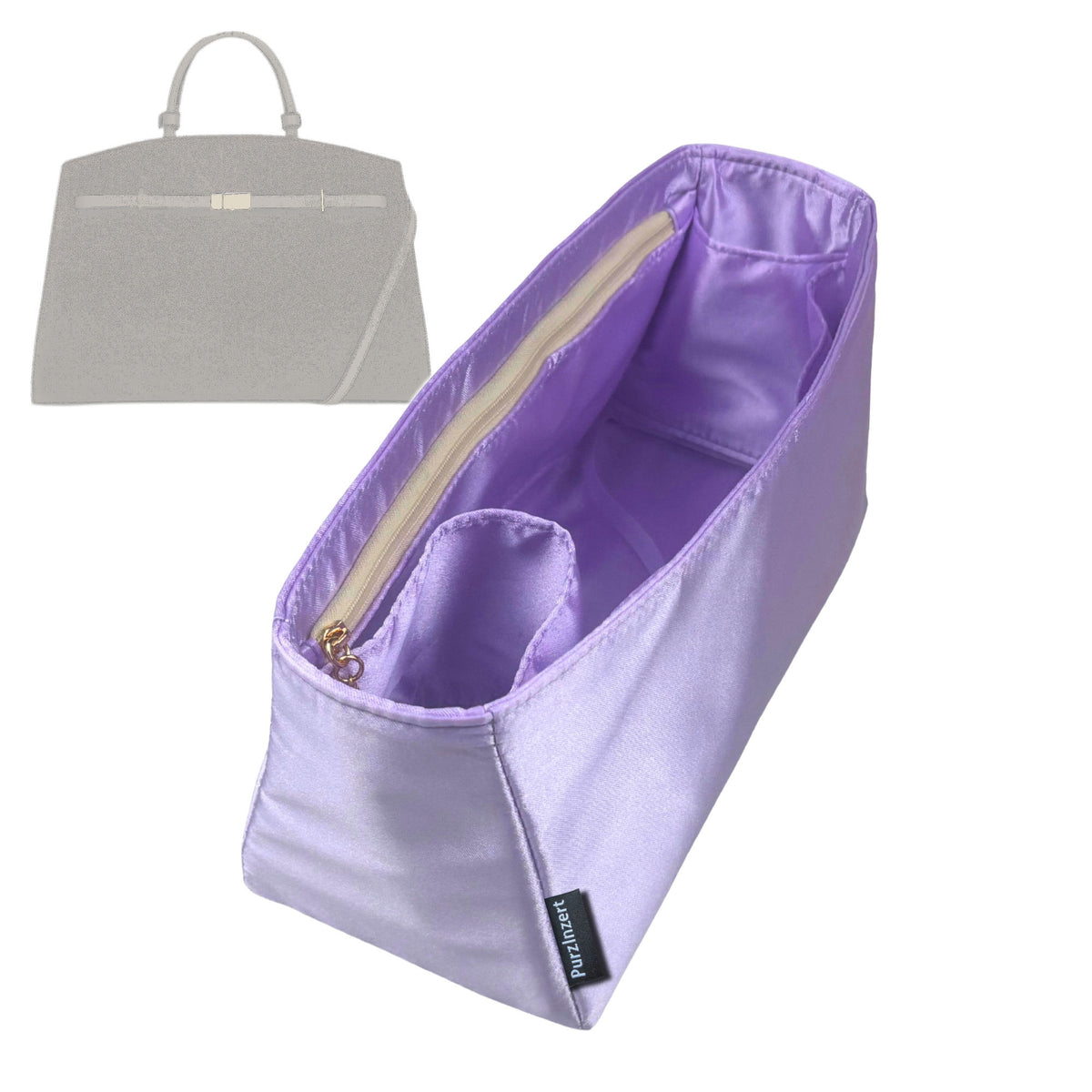 Bag Insert for (DeMellier, The Hudson) Organizer Tote Purse Organiser Liner Shaper [Premium Silk Material]