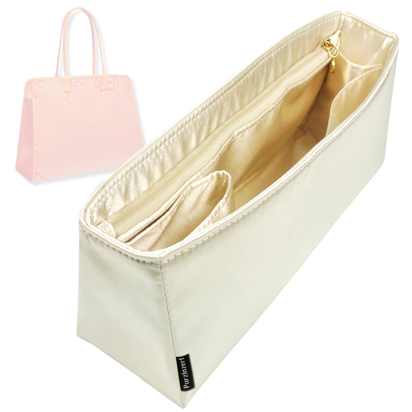 Bag Insert for (Goyard, Hardy PM (Small) 2) Organizer Tote Purse Organiser Liner Shaper [Premium Silk Material]