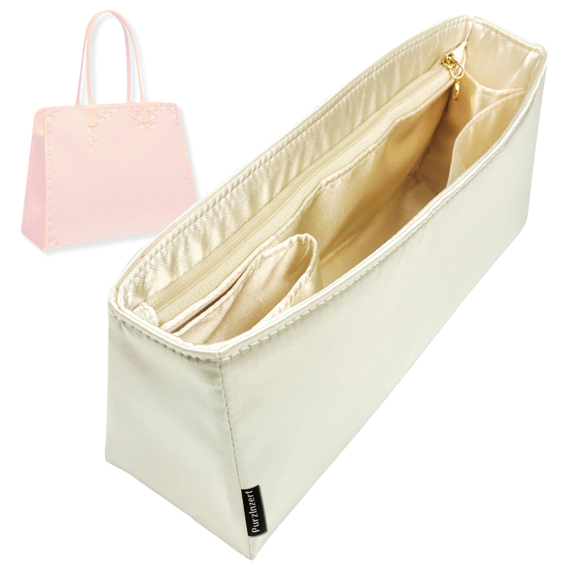 Bag Insert for (Goyard, Hardy PM (Small) 2) Organizer Tote Purse Organiser Liner Shaper [Premium Silk Material]