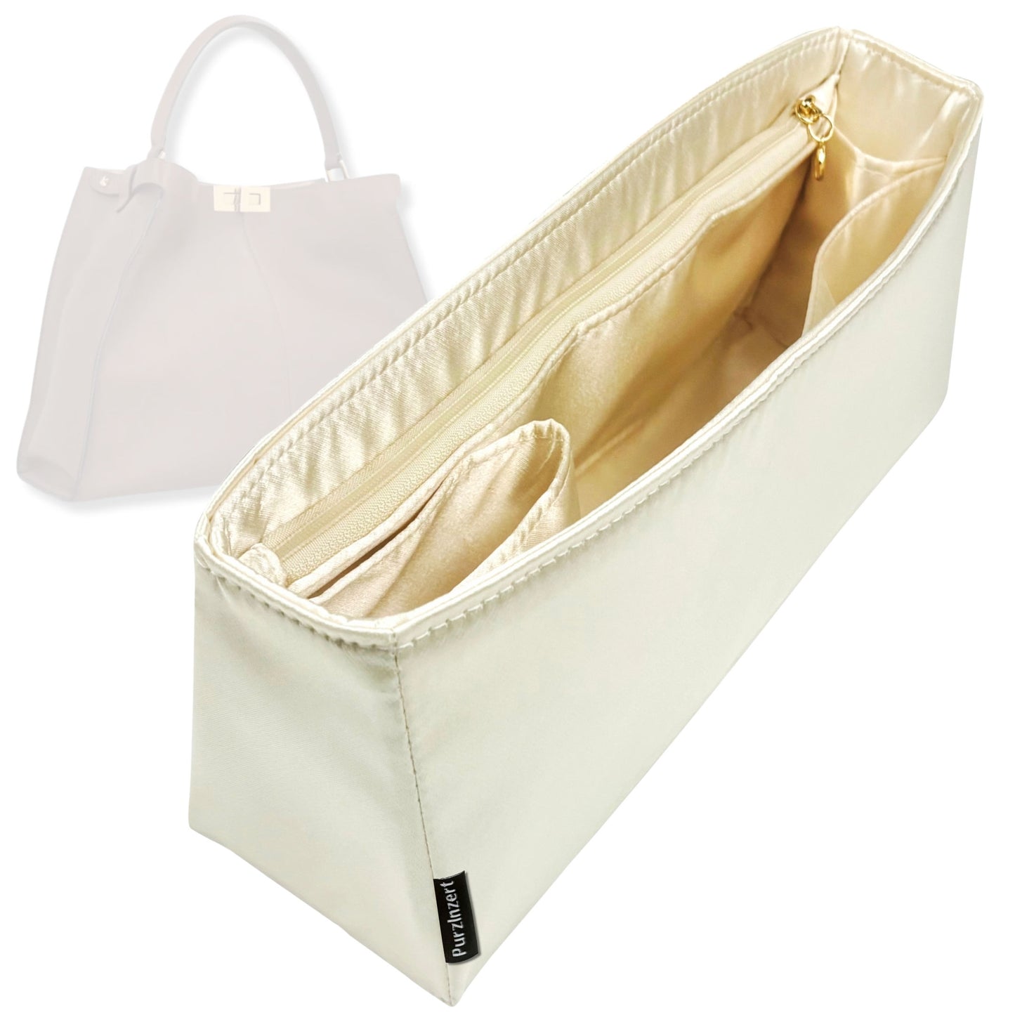 Bag Insert for (Fendi, Peekaboo X-Lite Large) Organizer Tote Purse Organiser Liner Shaper [Premium Silk Material]