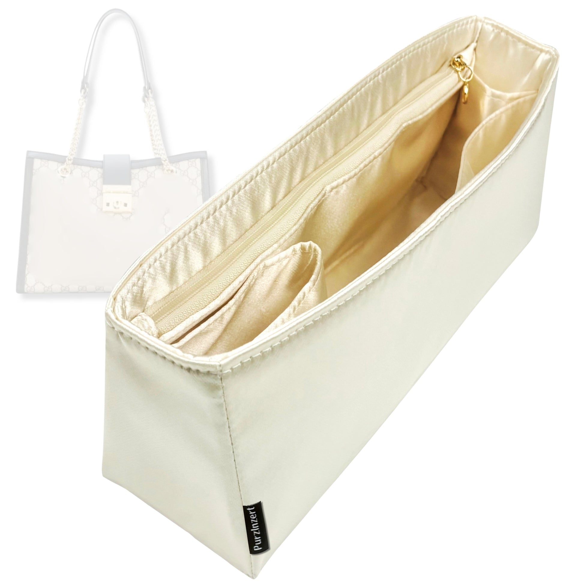 Bag Insert for (Gucci, Padlock GG Small) Organizer Tote Purse Organiser Liner Shaper [Premium Silk Material]