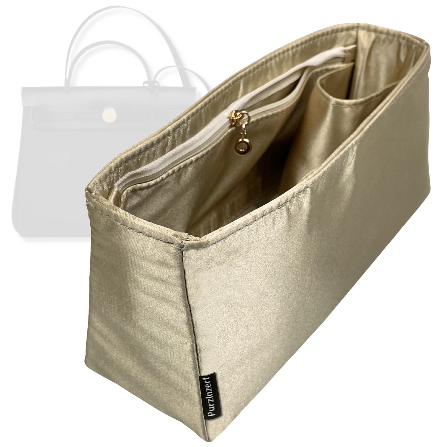 Bag Insert for (Hermes, Herbag Zip Cabine 50) Organizer Tote Purse Organiser Liner Shaper [Premium Silk Material]