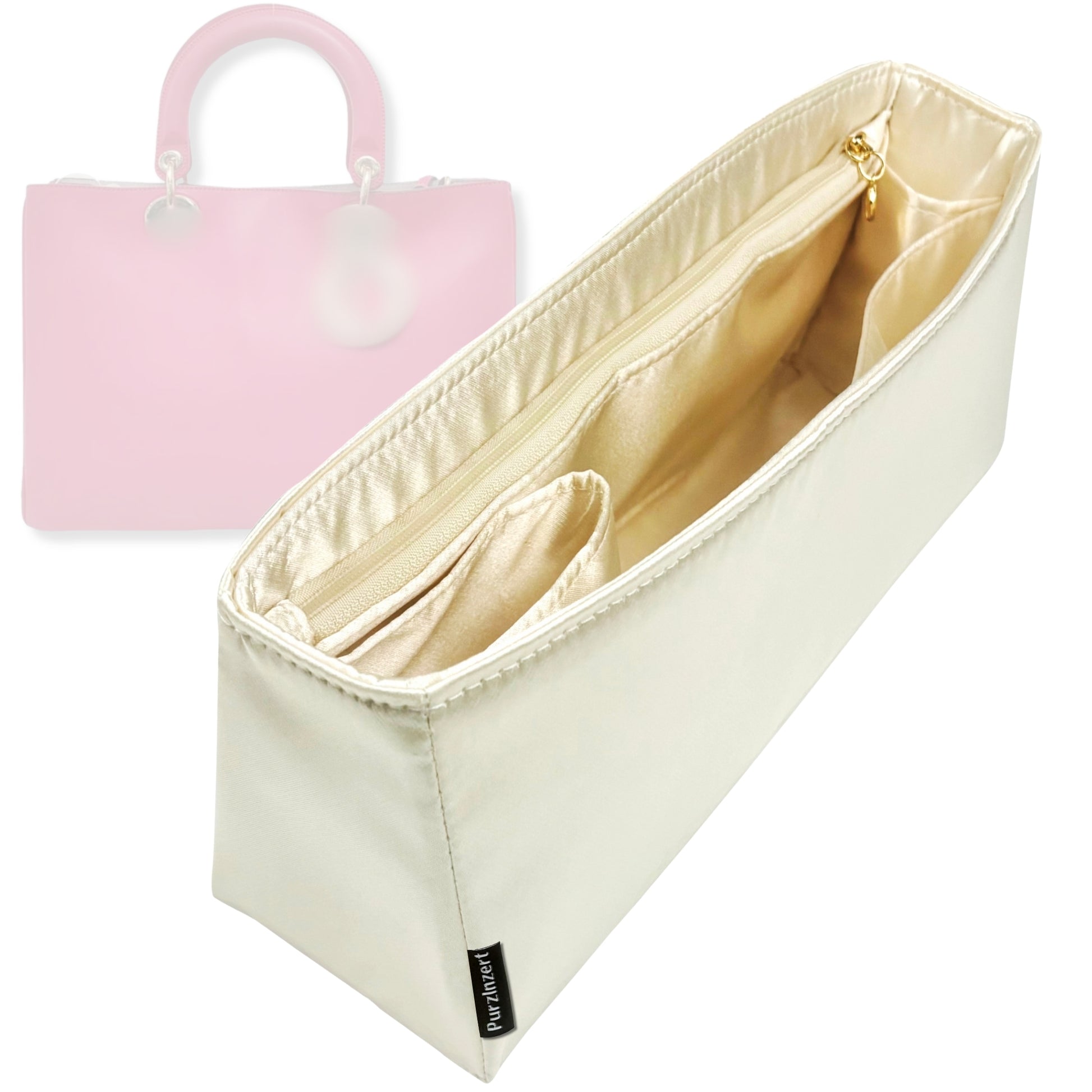 Bag Insert for (Dior, Diorissimo Large Bag) Organizer Tote Purse Organiser Liner Shaper [Premium Silk Material]